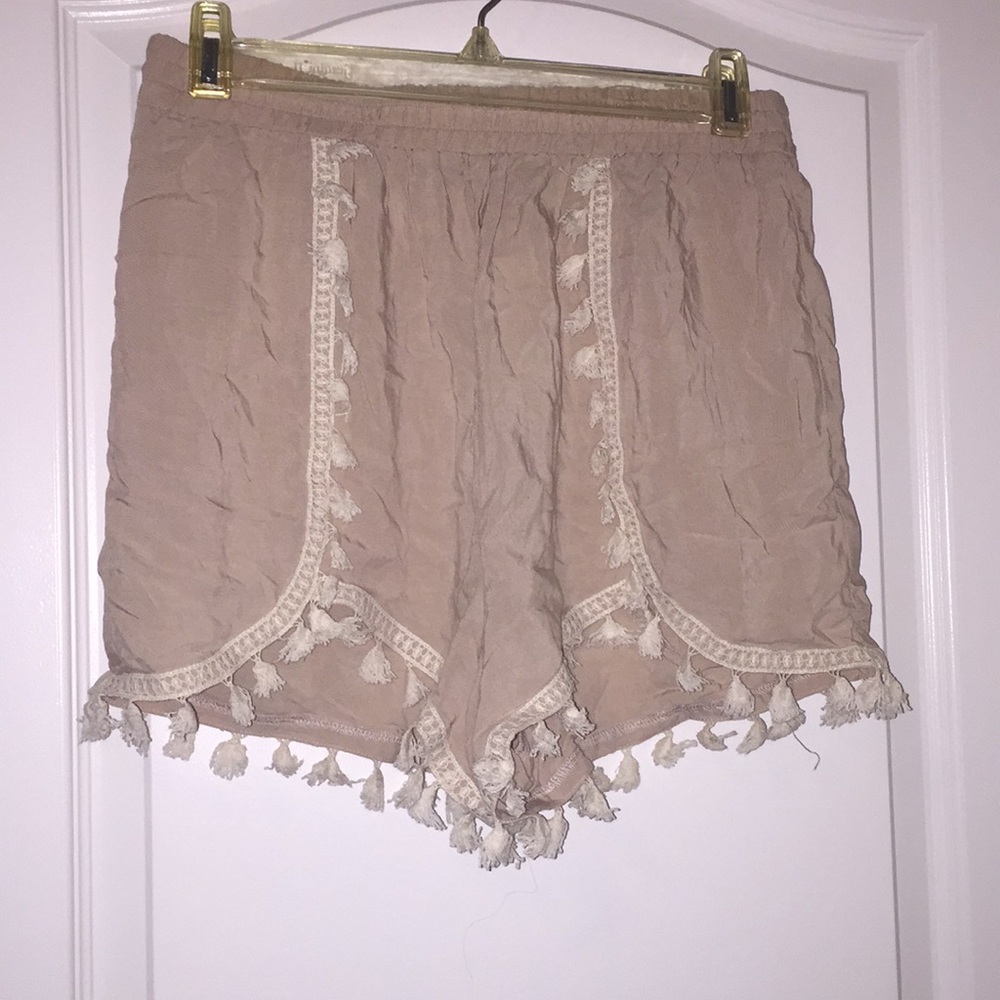 Kendall & Kylie Tan Pom Pom Shorts WITH TAGS
